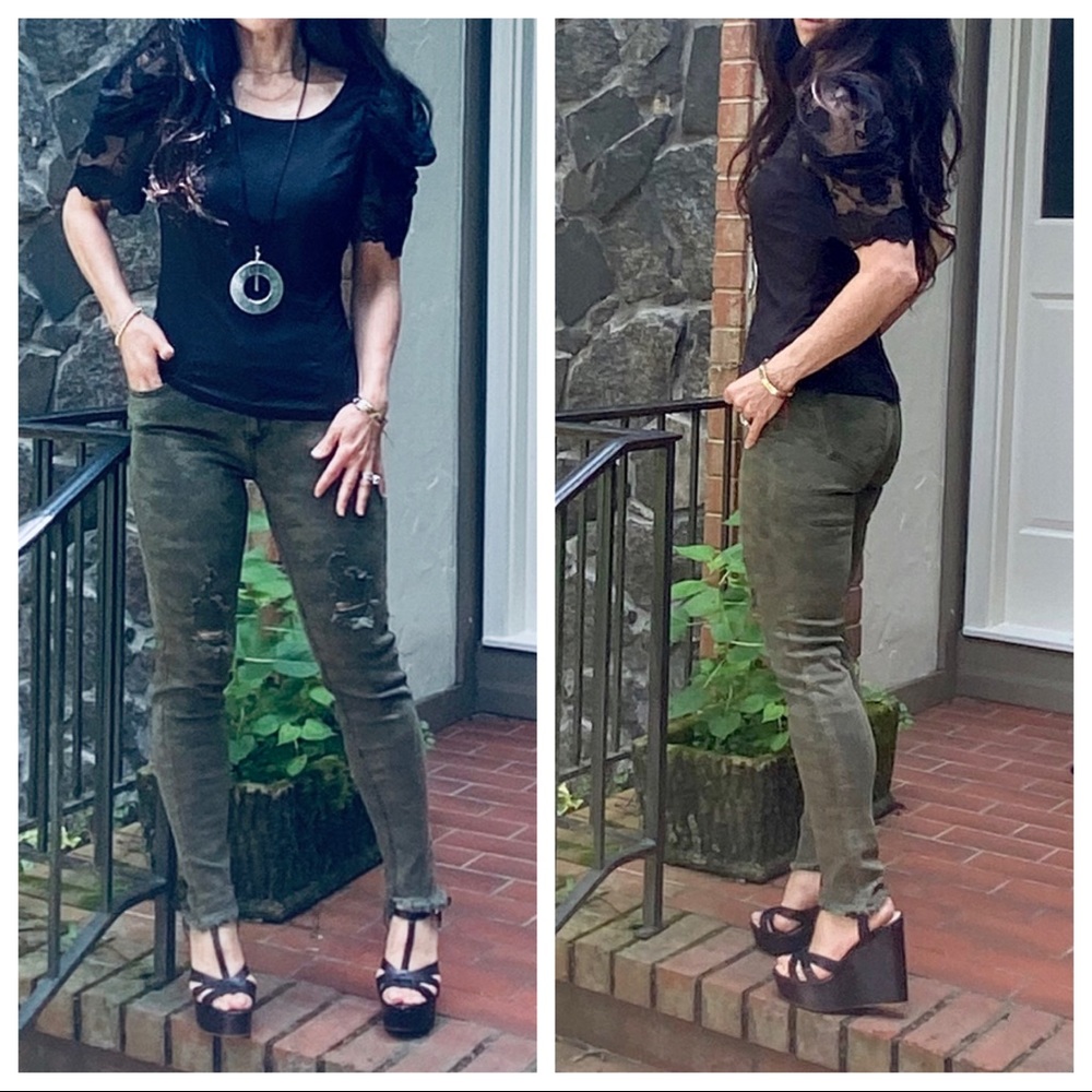 ✨LAST ONE✨CAMOUFLAGE FRAYED HEM CHIC SKINNY JEANS - Picture 10 of 12